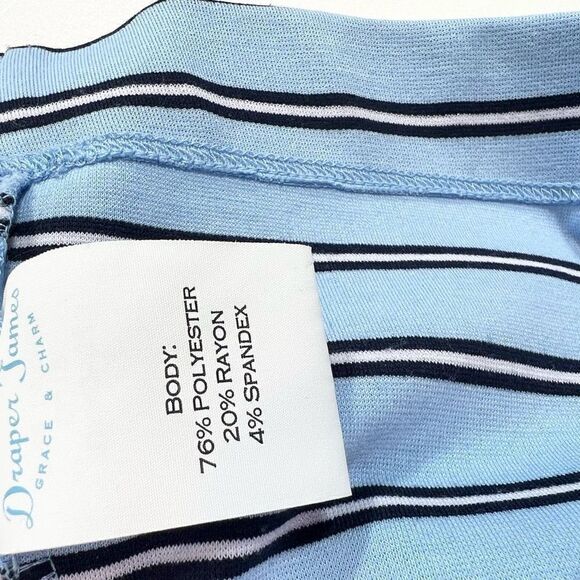 Draper James Ponte A-line Dress Womens Small Blue Stripe V-Neck Short Sleeve - Picture 6 of 11
